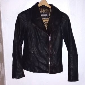 XS Calvin Klein Black Leather Jacket